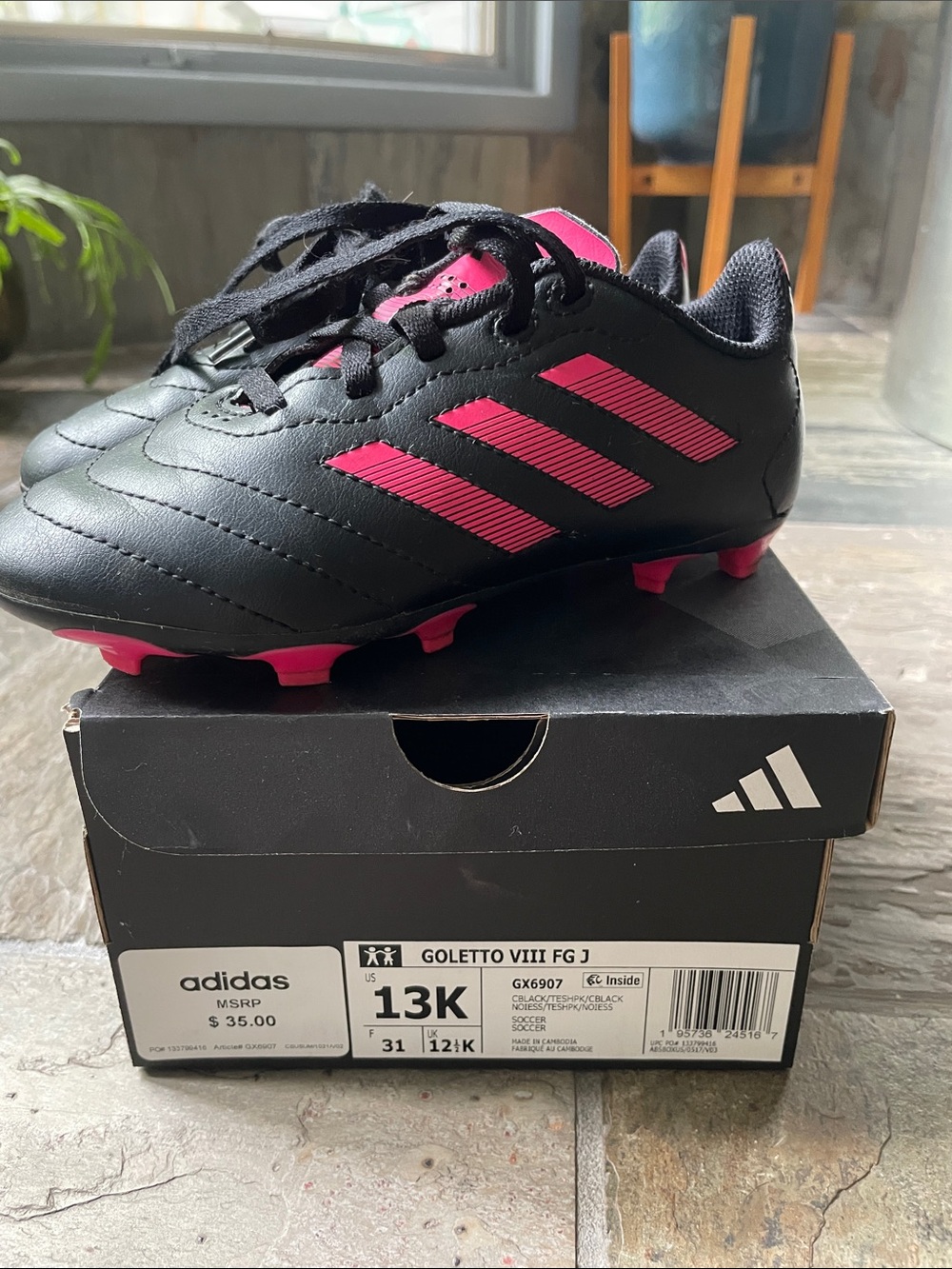adidas Goletto VIII FG J Black and Pink Kids Soccer Cleats